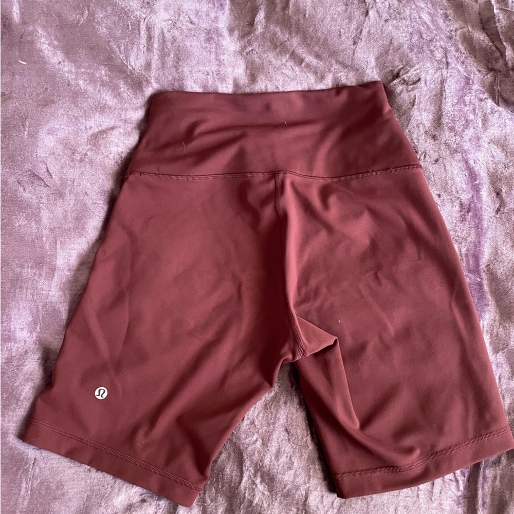 Lululemon wundertrain high rise shorts in red merlot